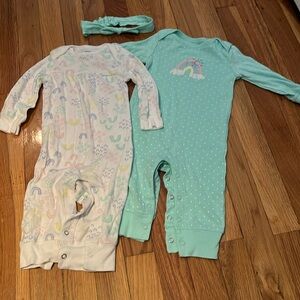 Carter's Baby Girl One-Piece with Matching Headband - 2 Pack